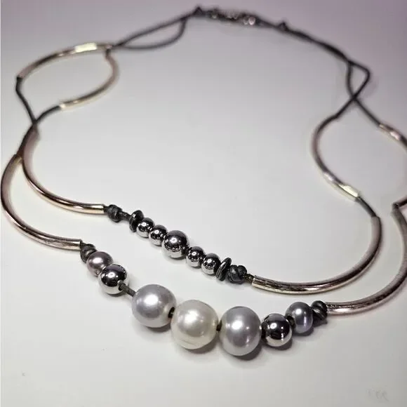 Lizzy James Handmade Maui Freshwater Pearl Leather Convertible Bracelet Necklace - Picture 4 of 6